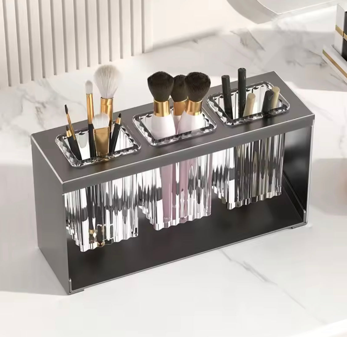 Acrylic Cutlery Holder With Metal Stand, Multi Grid Kitchen Cutlery Storage Organizer, Makeup Brush Organizer, Bathroom Toiletries Holder Acrylic Cutlery Holder With Metal Stand, Multi Grid Kitchen Cutlery Storage Organizer, Makeup Brush Organizer, Bathroom Toiletries Holder